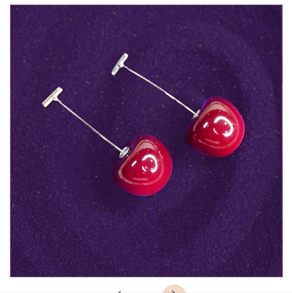 Sterling Stem Cherry Picking Season Drop Earrings